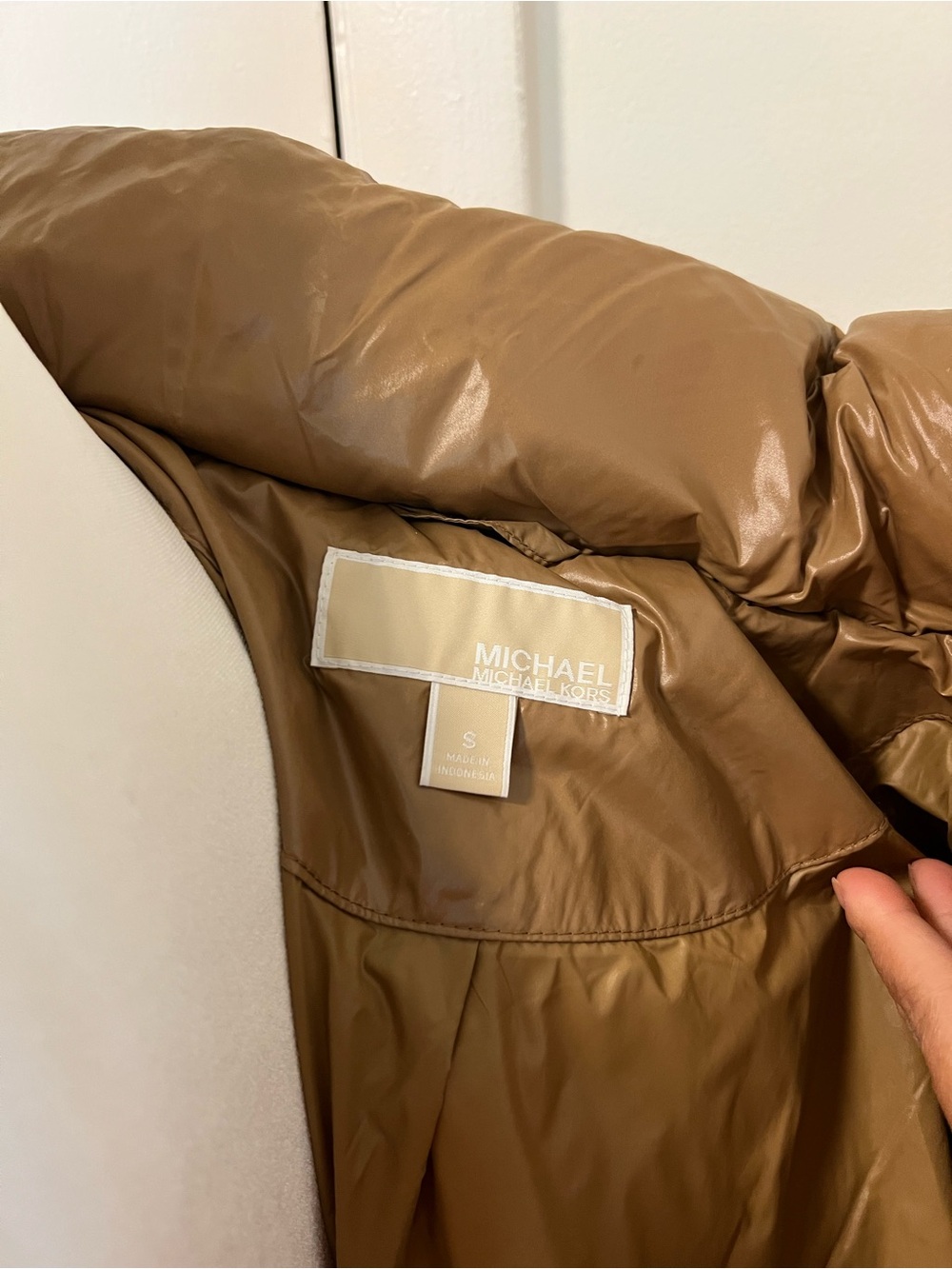 MICHAEL Michael Kors Camel Hooded Puffer Jacket Size S - Picture 8 of 9